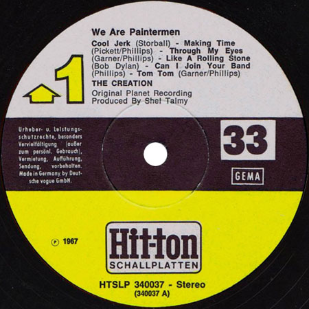 creation lp we are paintermen hit-ton 1967 label 1